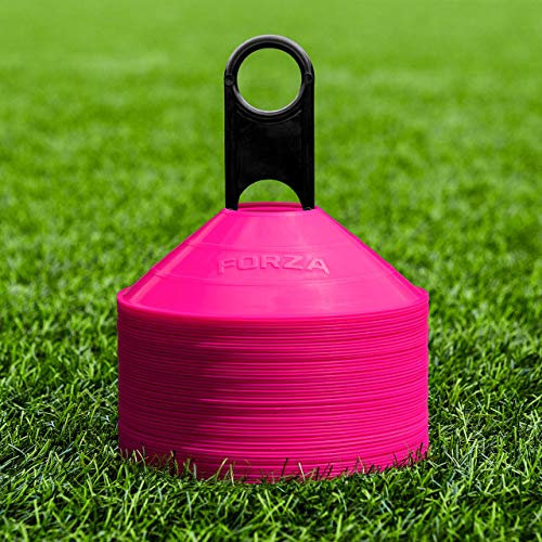 FORZA Plots de Délimitation pour l’Entraînement de Sport | Équipement Essentiel pour Le Football, Le Rugby, Le Fitness et Autres Sports | 10 Couleurs [Pack de 50/1000] (Rose, Pack de 50)