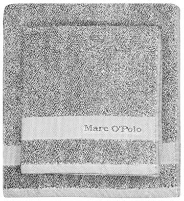Marc O'Polo Melange Badetuch, Frottee, Baumwolle, gewebt, 550 g/m², Grau/Weiß, 16 x 22 cm