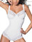 Classic Lady PA0188 Body Contenitivo Modellante in Elegante Pizzo Senza Ferretto - Tessuto in Microfibra Foderata in Cotone - Coppa C - Pannello Frontale Rinforzato per Pancia Piatta (Bianco, 6C)