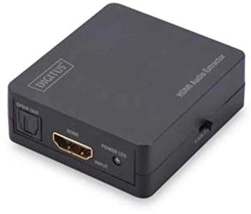 DIGITUS 4K HDMI Audio Extraktor - Ultra HD & Full HD bei 30 Hz - HDCP 1.3 - Audio 2.1 oder 5.1 Kanal (3,5 mm Klinke / Toslink) - HDMI Verstärker (bis zu 30 m Reichweite) - Plug&Play - schwarz