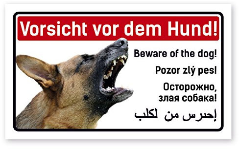Vorsicht Hund Schild 5-sprachig 25x15cm Schäferhund