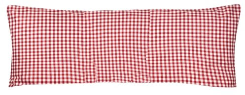 Bettwäsche Serie Züchen Landhaus Karo Reißverschluss 95° waschbar -weiß/rot-Kissenbezug 40x145