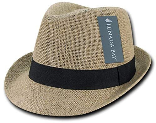 Decky Jute Fedora Hut Natur/Schwarz S_M