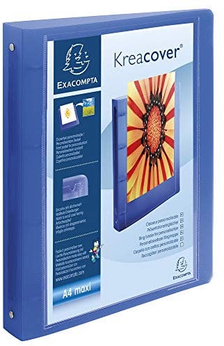 Exacompta 51869E Ringbuch KreaCover aus transluzentem Kunststoff für DIN A4, 4-O Ring Mechanik 30 mm, Rücken 40 mm, 1 Stück Zufallsfarbe ideal für Schule und Büro Ringhefter Ringordner Ringbuchordner