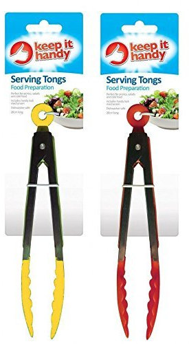 Long Handle Kitchen Tong for Food Serving Salad Bbq Red Yellow 26cm