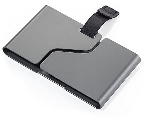 TROIKA KREDITKARTENETUI GET OUT - CCC15-01/TI - Kreditkartenetui mit Lasche zum Herausziehen der Karten - passend für 7 Karten - Aluminium, Nylon - anthrazit
