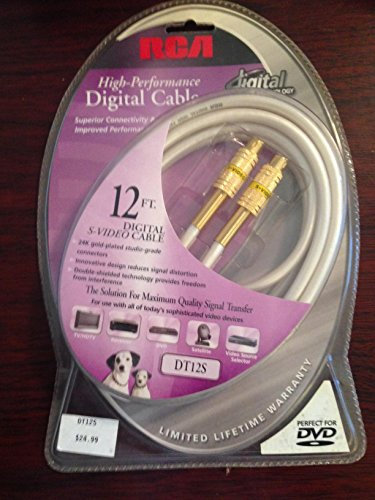 RCA DT12S Digital Cable Adaptador S-Video, 24 K Chapado en Oro Studio-Grade Conector (12 pies)