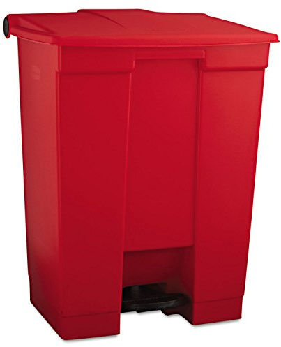 Rubbermaid Commercial Products Step-On Container 68 Litre Red FG614500RED | Hands-free pedal operation ensures hygienic waste disposal, built for heavy-duty daily use in commercial environments.