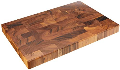 T&G 10943 Tuscany Rectangular End Grain Chopping Board with Finger Grooves in Acacia, Large, 45 x 30 x 4 cm