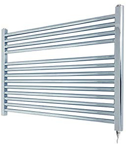 900mm (w) x 600mm (h) Fixed Temperature 300W Straight Chrome Electric Towel Rail, Horizontal Bar Thickness: 22mm, Bar pattern: 4 + 9, (PRE-FILLED with heating solution)