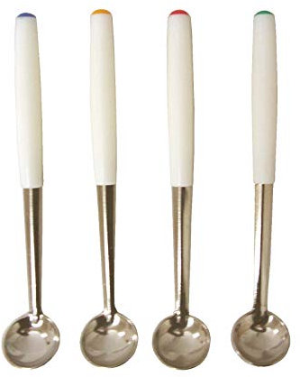 Desconocido Juego 4 CUCHARILLAS SALSERAS Cuchara Salsa Fondue PLASTICO Metal PEQUEÑA