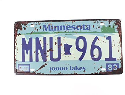 15,2 x 30,5 cm, Vintage-Design, Metall-Blechschild für Zuhause, Bad und Bar, Wanddekoration, Auto-Kennzeichen, Souvenir (Minnesota MNU-961)