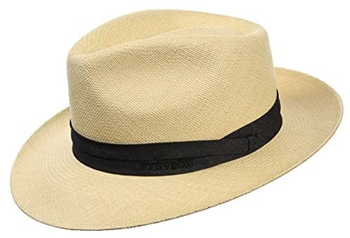 Stetson Jenkins Panamahut Damen Herren Made in Ecuador Bogarthut UV-Schutz 40+ Panamastrohhut Garniturband Frühjahr Sommer Natur 62 cm