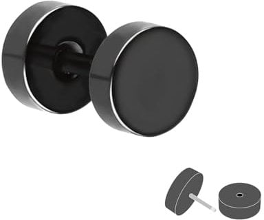 Treuheld Fake Plug - Titan Ohrstecker zum Schrauben - Schwarz - Damen & Herren - 6mm