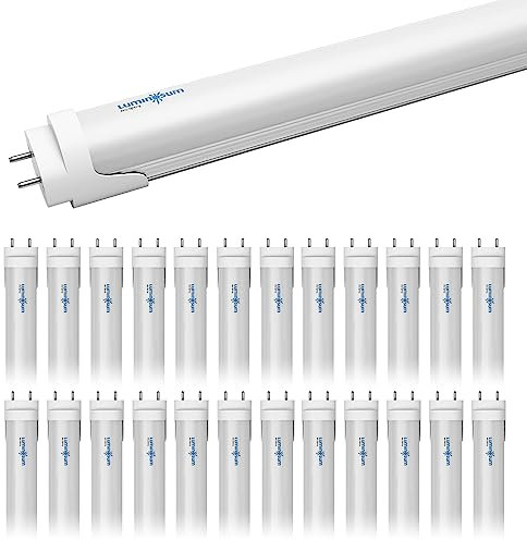 LUMINOSUM T8 LED Tube Light 4ft 22W (40W Equivalent) Dual-Ended Powered G13 Frosted Cover Daylight 5500-6000, 25-Pack
