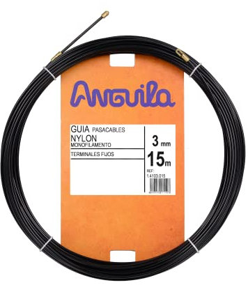 Anguila | Guía Pasacables | Terminales Fijos | Monofilamento | Nylon | Color Negro | Diámetro 3mm | 15 Metros