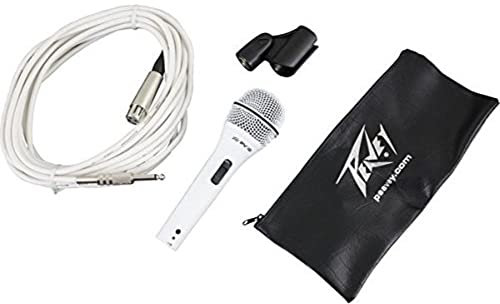Peavey PVi2 White Microphone with 1/4 to XLR cable, Black (PVI2WHITEQTR)
