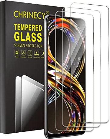 CHRINECY 3 Piezas Protector de Pantalla para Realme 8i,Cristal Vidrio Templado,9H Dureza,Anti-Arañazos,Alta Definición,Cristal Templado Membrana,Transparente