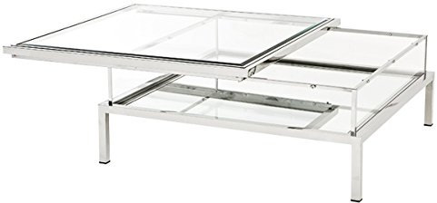 Casa Padrino Luxus Art Deco Designer Couchtisch Edelstahl poliert mit Spiegelglas - Luxus Kollektion