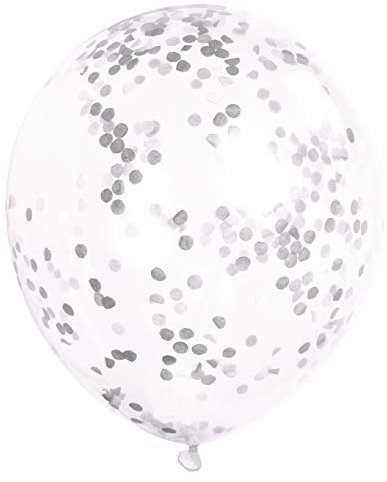 Konfetti-Luftballons - 30 cm - Silber - 6er-Pack