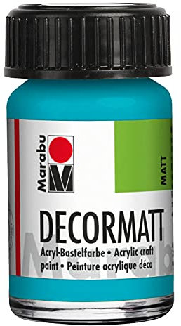 Marabu 14010039091 - Decormatt Acryl Karibik 091, 15 ml, samtmatte Acrylfarbe auf Wasserbasis, cremig und farbintensiv, speichelfest, wetterfest, zum freien Malen und Schablonieren