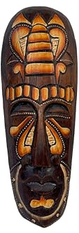 Woru Handbemalte Wandmaske aus Holz 30 cm | Balinesische Maske – Handarbeit & Unikat – Exotische Deko aus Bali – Asiatische Holzmaske für Wohnzimmer & Wanddekoration