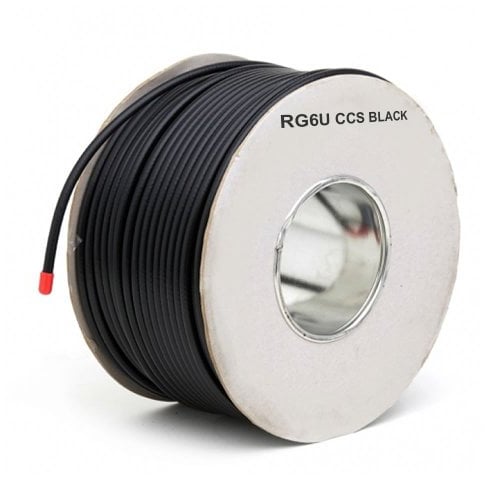 kenable 75 Ohms RG6U Coaxial Sky Satellite Cable Reel 100m Lead Black [100 metres]