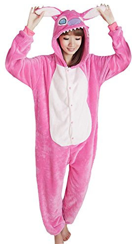 GEMVIE 1Pc Pyjama Combinaison Coton Femme Stitch Rose Taille S