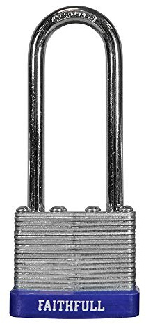Faithfull QC0140-LS Long Steel Shackle/Laminated Steel Padlock - 40mm + 3 Keys