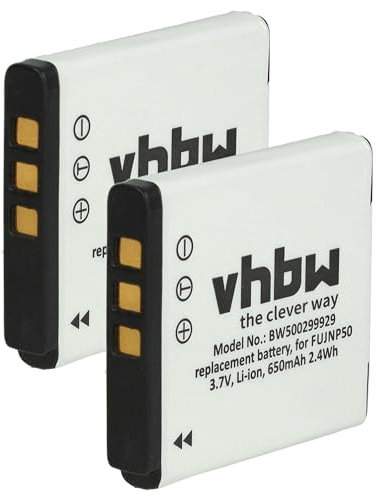 vhbw 2X Akku Ersatz für Fuji/Fujifilm NP-50 für Kamera (650 mAh, 3,6 V, Li-Ion)