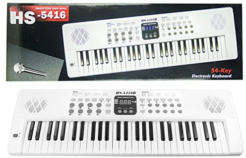 BSD Keyboard HS-5416 mit Aufnahmefunktion und Mikrofon - 15 Sounds und 99 Rythmen, Zwei Stereo Lautsprecher, Lautstärkeregler, USB-Eingang - Electric Piano