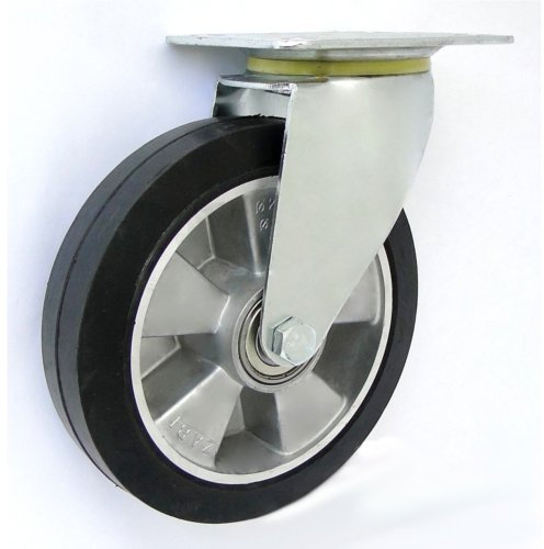 Zabi Aluminium-Gummiräder mit Vollgummireifen d=200mm-250kg in kippbaren Gehäusen mit Kugellager