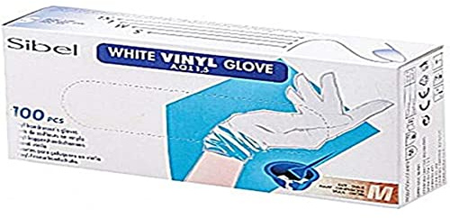 Sibel Sinelco Vinyl-Handschuhe, 100 U, Weiß, Medium/M, Standard