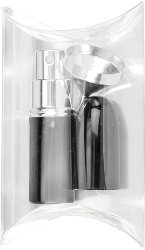 Fantasia Taschenzerstäuber in Geschenkset, nachfüllbar für 4ml mit Trichter, Parfum Zerstäuber für zuhause und unterwegs, Schwarz