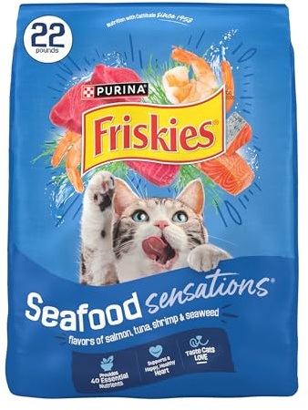 Purina Friskies Dry Cat Food Seafood Sensations With Salmon, Tuna, and Shrimp Flavors - 22 lb. Bag
