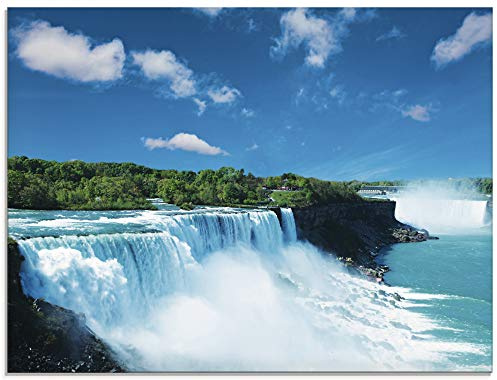 ARTland Wanddeko Glasbilder Wandbild Glas Bild einteilig 80x60 cm Querformat Natur Landschaft Wasserfall Niagara Fälle Dschungel Urwald Blau T5SG