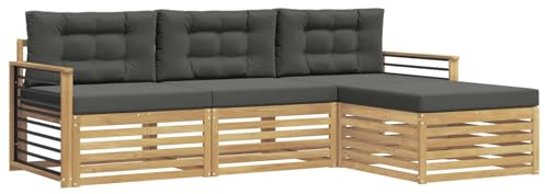 vidaXL Outdoor-Sofagarnitur 4 pcs Weiß und Anthrazit Polyester, Garten Sofa, modernes Lounge Set, entspanntes Terrassenmöbel für chillige Stunden, bequem und stylisch