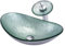 HomeLava Modern Waschbecken Glas Oval Set Hartglas Aufsatzwaschbecken mit Wasserfall Wasserhahn und Chrom Pop Up Ventil