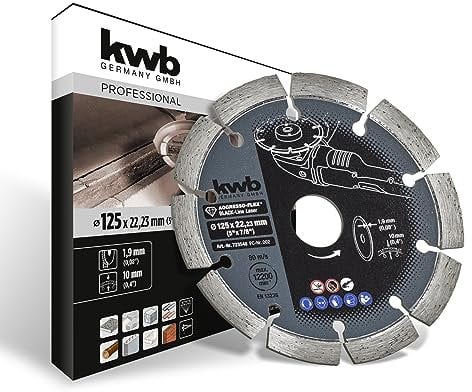 kwb AGGRESSO-FLEX® Black-Line Diamanttrennscheibe ø 125 mm mit segmentiertem, lasergeschweißtem Turborand, gesintert, mit 22,23 mm Bohrung und hoher Lebensdauer