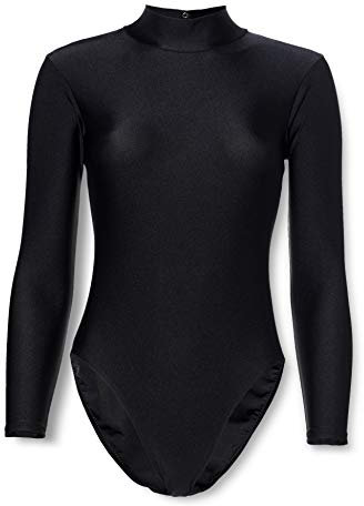 Roch Valley Damen Long Sleeve Turtle Neck Leotard Langärmeliger Rollkragen-Trikot, Schwarz, L
