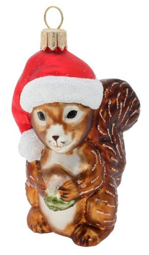 Hamburger WEIHNACHTSKONTOR® - Christbaumschmuck -Eichhörnchen mit Weihnachtsmütze