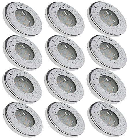 Trango 12er Set IP44 LED Einbaustrahler 6729IP-128-5WAK in Chrom Einbauleuchte Badezimmer Dusche Sauna Leuchten incl. 12x 5 Watt GU10 LED Leuchtmittel Deckenstrahler Deckenleuchte