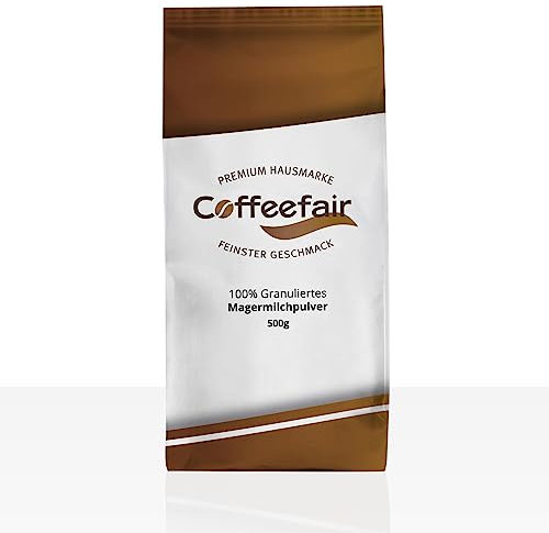 Coffeefair 100% granuliertes Magermilchpulver 10 x 500g Milchpulver Granulat | Milchtopping, Instant Magermilchpulver für cremigen Milchschaum, ideal für Heißgetränke-Automaten