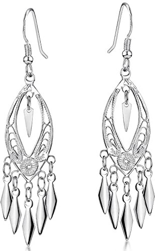 MATERIA 925 Silber Ohrhänger lang 18x65mm Damen Ohrringe orientalisch inkl. Box SO-222-Silber