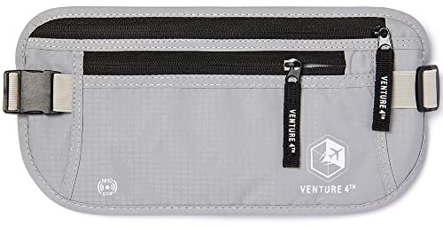 Venture4th RFID Sicherheits Reise Taillen Geldgürtel – Flache Bauchtasche Gürteltasche (Silber)