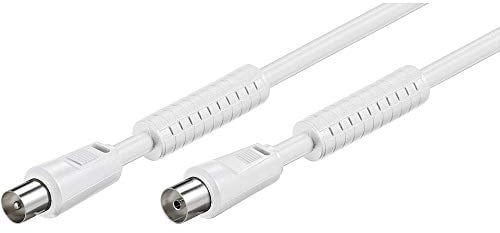 Goobay 50723 Antennenkabel 1,5m / Koax Stecker auf Koax Buchse / SAT Kabel 80 dB Koaxialkabel Satellitenkabel / 2fach geschirmt / TV Kabel mit Ferrit / Weiß / Fernsehkabel 1,5m