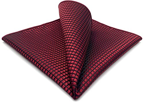 S&W SHLAX&WING Men Einstecktücher Plaids Rot Maroon Burgundy 32cm