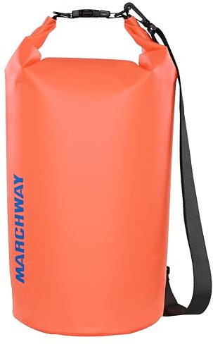 MARCHWAY, Schwimmender, wasserdichter Trockensack, 5 l, 10 l, 20 l, 30 l, 40 l, Roll-Top, Hält Ausrüstung trocken für Kajakfahren, Rafting, Schwimmen, Camping, Wandern, Strand, Angeln, Orange, 10 l