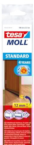 Tesa 05433-00101-00, Barra para Puerta de PVC Cepillo para Suelos Lisos, 1 m x 37 mm, Marrón