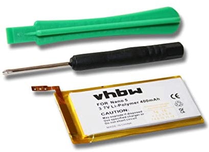 vhbw 1x batteria compatibile con Apple iPod A1320, Nano 5 MP3 music player lettore musicale (400mAh, 3,7V, Li-Poly)